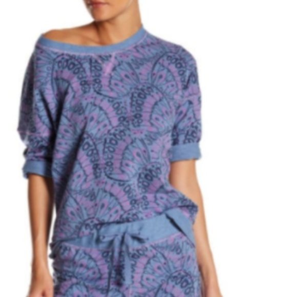 MUNKI MUNKI Terry Tee Butterfly Sleep Top Blue XS - Picture 1 of 7